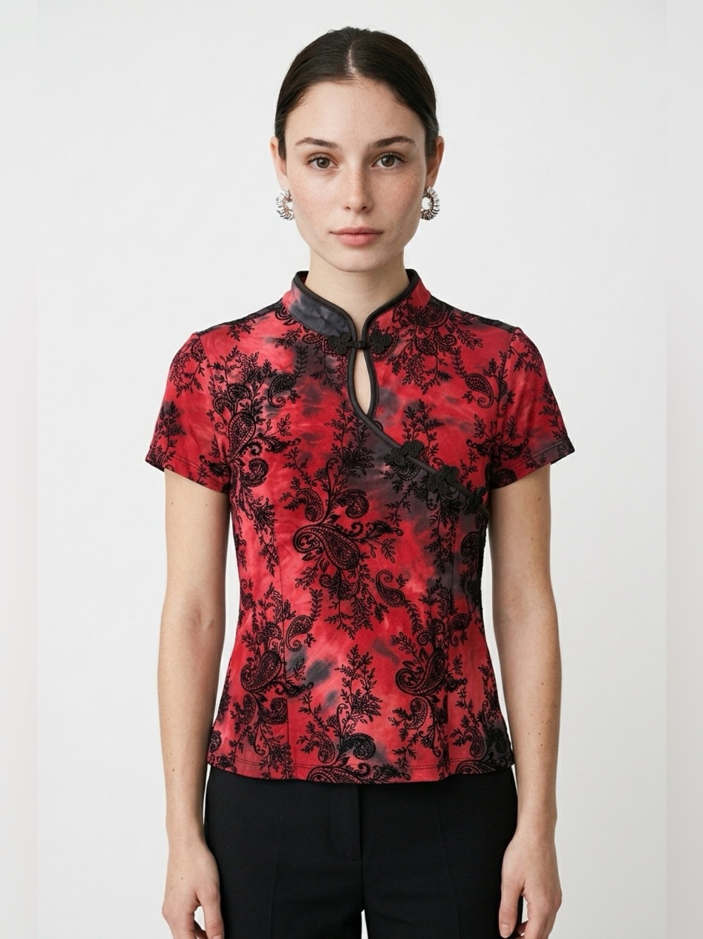 90s Marie Claire flocked  top